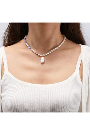 گردنبند مروارید سفید مروارید فرهنگی Hazeran accessories - کد 769845606