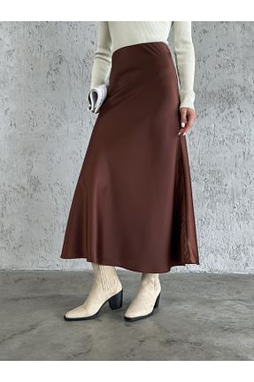 دامن قهوه ای زنانه پارچه Elif Özbey Butik - کد 769851620