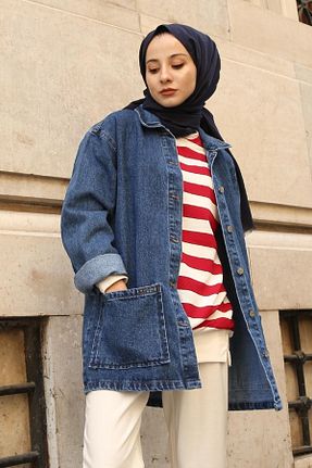 کت حجاب آبی زنانه رگولار lamelif - کد 746372861
