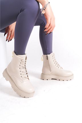 بوت / نیم بوت بژ زنانه چرم مصنوعی MARSEDO - کد 768651059