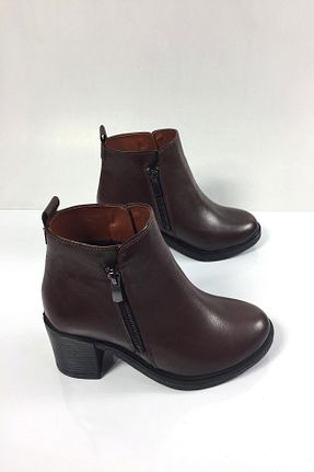 بوت / نیم بوت قهوه ای زنانه چرم خالص Tabak Deri - کد 769598376
