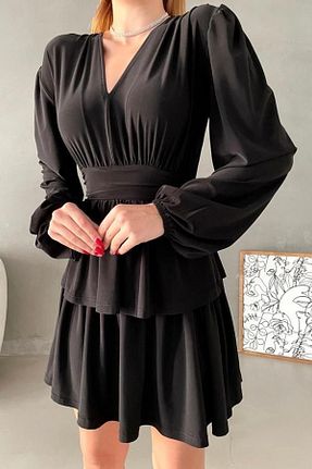 لباس مشکی زنانه بافتنی vuvutasarım - کد 768959689