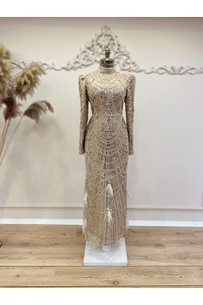 لباس مجلسی و فارغ التحصیلی طوسی زنانه دانتل Halezademoda - کد 769911032