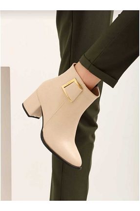 بوت / نیم بوت بژ زنانه چرم مصنوعی HAUKS SHOES - کد 769959673