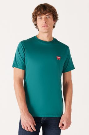 تی شرت سبز مردانه رگولار پنبه (نخی) یقه گرد کد 770038514