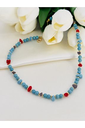 گردنبند جواهر فیروزه ای زنانه سنگ Gülşah bostan aksesuar - کد 769671990