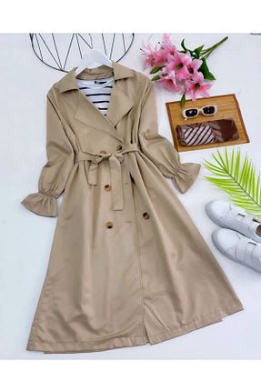 ترنچکت حجاب بژ زنانه پنبه پلی استر YILMAZBARMAZ - کد 769869089