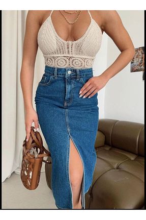 دامن آبی زنانه پنبه ای LAMİRAMOOD - کد 768977626