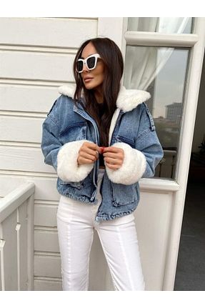 کاپشن آبی زنانه اورسایز missacik semra açık - کد 237211584