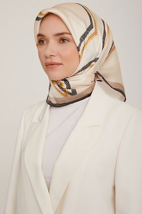 روسری نباتی کرپ ساتن ابریشم Armine - کد 769176233