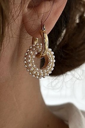 گوشواره جواهر طلائی مروارید gaila design - کد 769388309
