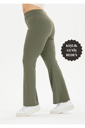 ساق شلواری سایز بزرگ خاکی زنانه بافتنی BANEGA - کد 769411395