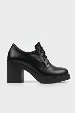 کفش آکسفورد مشکی زنانه چرم طبیعی پاشنه متوسط ( 5 - 9 cm ) کد 769638929