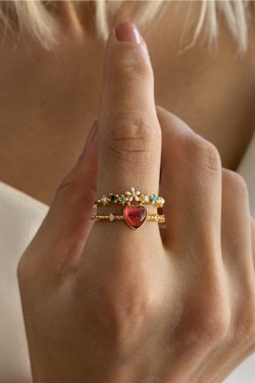 انگشتر جواهر طلائی زنانه روکش طلا کد 192994130