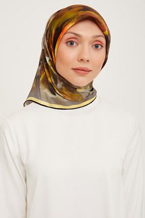 روسری زرشکی کرپ ساتن ابریشم Armine - کد 769637691
