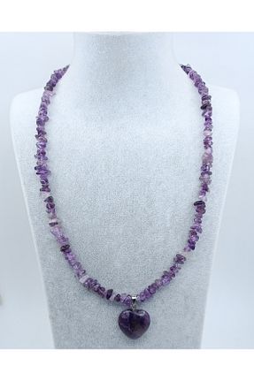 گردنبند جواهر بنفش زنانه سنگ طبیعی Naturel Tılsım - کد 320934484