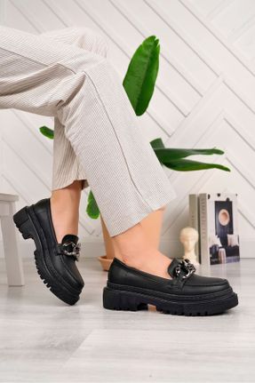 کفش کژوال مشکی زنانه چرم مصنوعی پاشنه کوتاه ( 4 - 1 cm ) پاشنه ساده کد 771122243