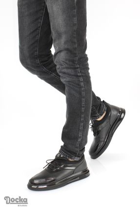 کفش کژوال مشکی مردانه چرم طبیعی پاشنه کوتاه ( 4 - 1 cm ) پاشنه ساده کد 770832944