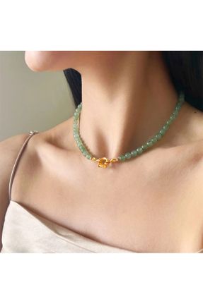 گردنبند جواهر سبز زنانه سنگی کد 771120532