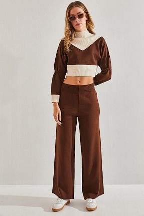 ست بالاتنه و پائین تنه قهوه ای زنانه بافتنی Bianco Lucci - کد 770731756