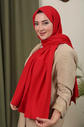 شال قرمز زنانه پنبه ای Trablus - کد 770974319