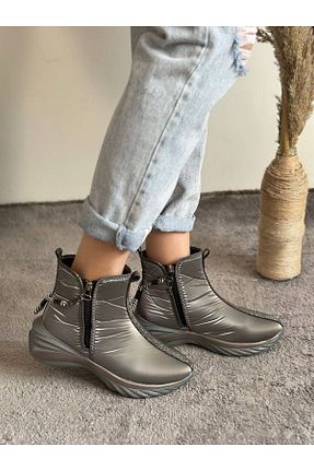 بوت / نیم بوت طوسی زنانه چرم مصنوعی LABRONA - کد 771428349