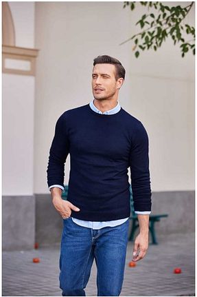 پلیور سرمه ای مردانه ساده youknitwear you - کد 771432723