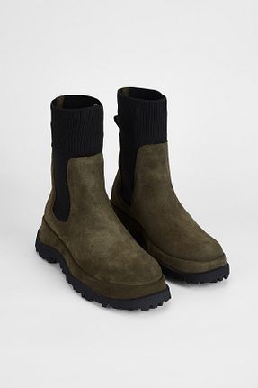 بوت / نیم بوت خاکی زنانه چرم خالص Valmenti - کد 771886258