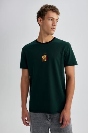 تی شرت سبز مردانه یقه گرد رگولار تکی کد 771596634