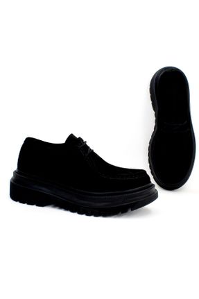 کفش لوفر مشکی زنانه چرم طبیعی پاشنه متوسط ( 5 - 9 cm ) کد 771934314