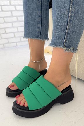 دمپائی سبز زنانه پاشنه پر Shoebutik - کد 771928191