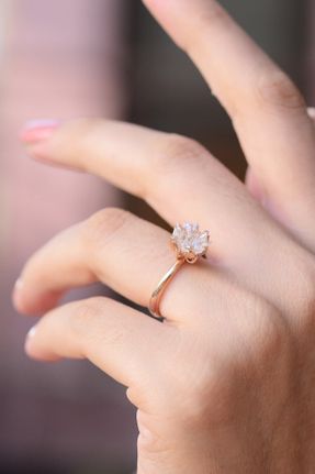 انگشتر جواهر سفید زنانه روکش نقره کد 53255372
