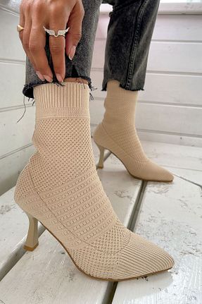 بوت / نیم بوت بژ زنانه تریکو Shoebutik - کد 771884243