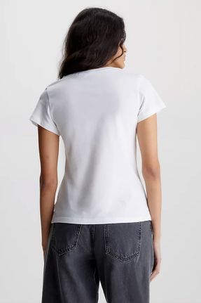 تی شرت سفید زنانه رگولار یقه گرد کد 365654247