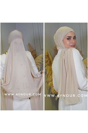 شال بژ زنانه شیفون aynour - کد 771032899
