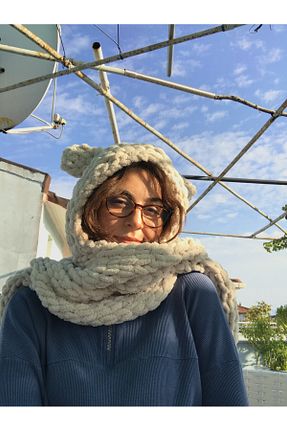 ست شال گردن و کلاه پشمی نباتی زنانه پشمی onmerlo - کد 770774500