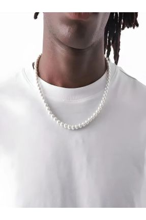 گردنبند جواهر سفید مردانه مروارید کد 770888696
