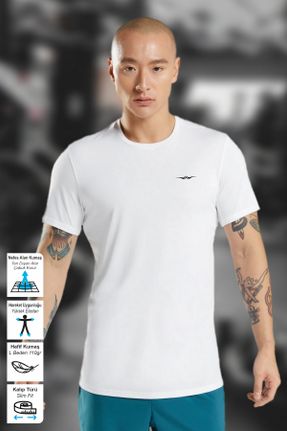 تی شرت سفید مردانه رگولار یقه گرد تکی پوشاک ورزشی کد 744809803