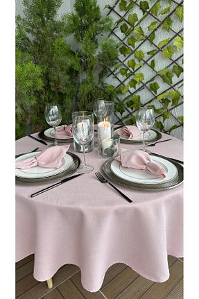 رومیزی صورتی کتان Decamor home - کد 771673421