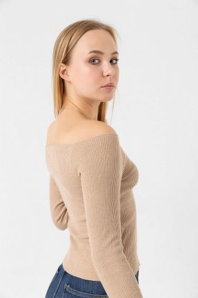بلوز قهوه ای زنانه ساده Human Base - کد 771331880