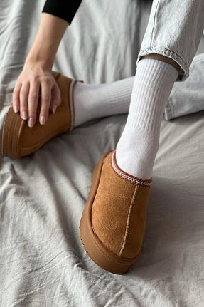 بوت / نیم بوت قهوه ای زنانه پشم aleynashoes - کد 771884305
