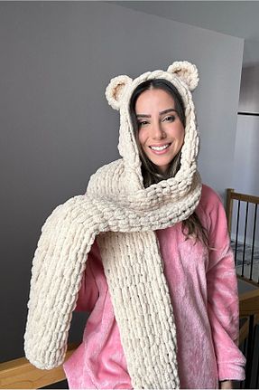 ست شال گردن و کلاه پشمی بژ زنانه پشمی BUBOI KNIT - کد 770293962