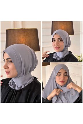 شال طوسی زنانه کرپ aynour - کد 771033091