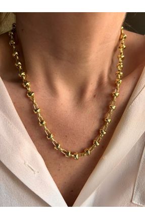 گردنبند جواهر طلائی زنانه استیل ضد زنگ کد 770381122