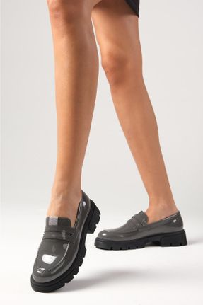 کفش آکسفورد طوسی زنانه چرم مصنوعی پاشنه کوتاه ( 4 - 1 cm ) کد 770947216