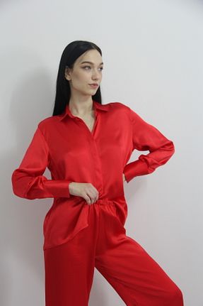ست لباس راحتی قرمز زنانه ساده ROSILY - کد 770535343