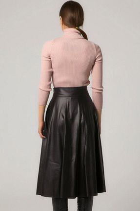 دامن مشکی زنانه چرم مصنوعی Naliru - کد 771090778