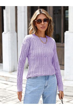 پلیور بنفش زنانه ساده AQE FASHION - کد 771084484