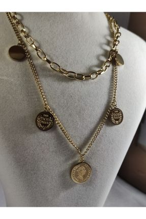 گردنبند جواهر طلائی زنانه استیل ضد زنگ کد 771274949