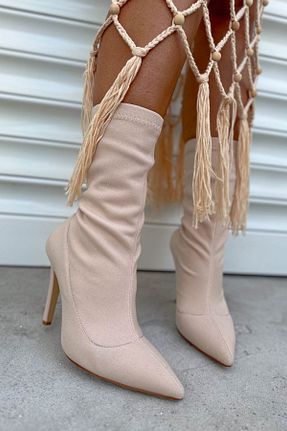 بوت / نیم بوت بژ زنانه پاشنه نازک Shoebutik - کد 771879984